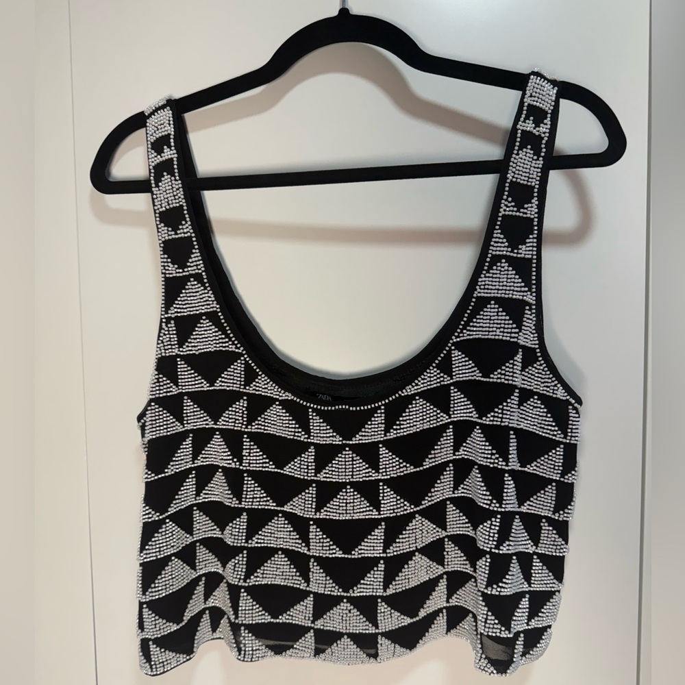 Zara Monochrome Patterned Crop Top